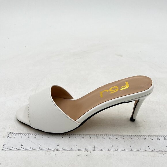 FSJ White Peep Toe Mule Sandals Stiletto High Heels Party Evening Shoe - Picture 2 of 8